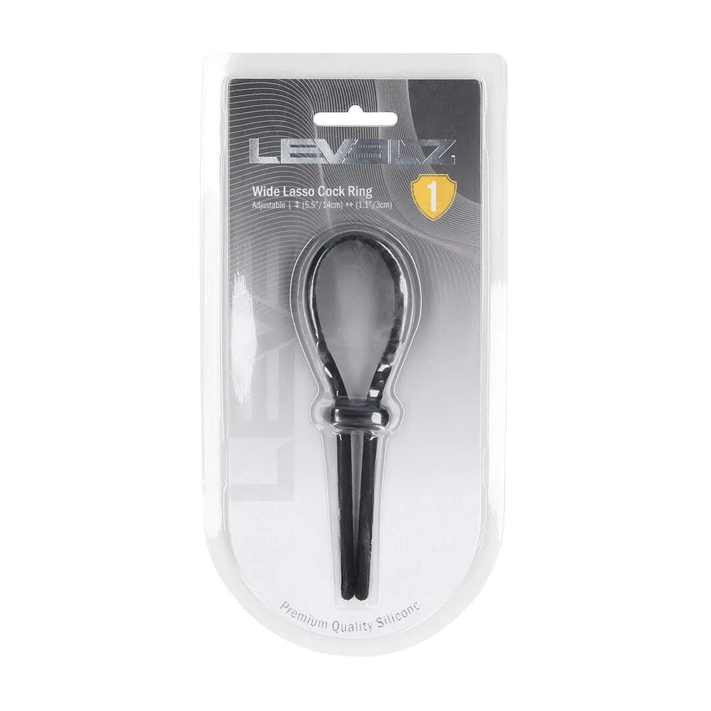 Levelz Wide Adjustable Silicone Lasso (Black) – Flexible Non-Vibrating Adjustable Cock Ring