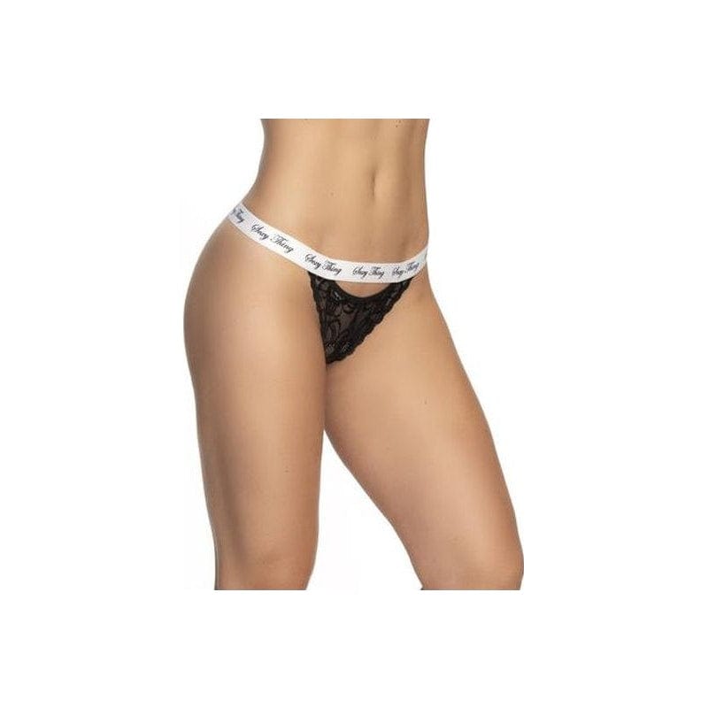 Lace Keyhole V Back Panty in Black