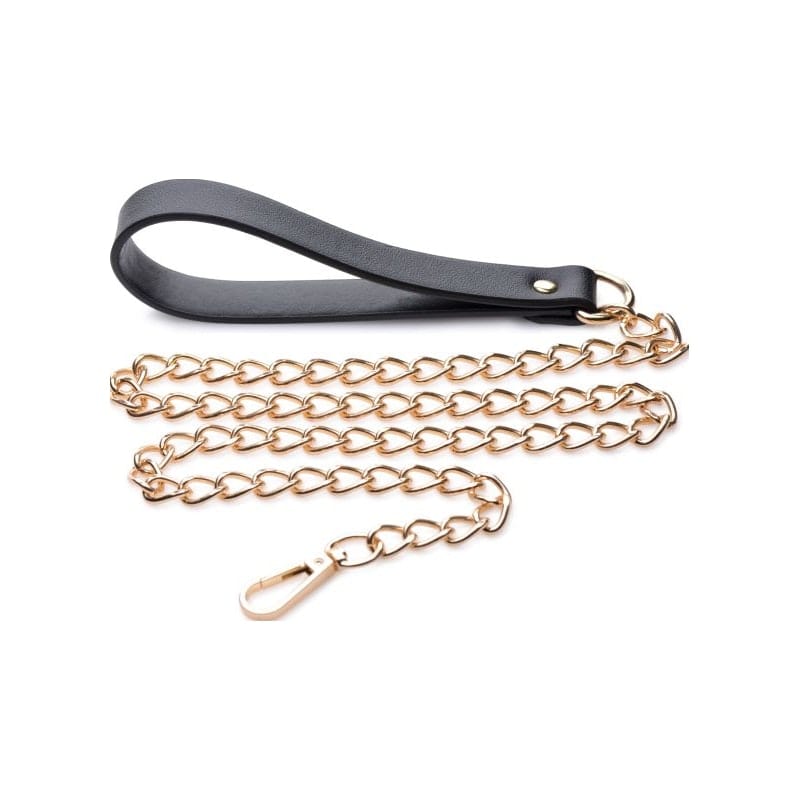 Leashed Lover Black and Gold Chain Leash Adult Bondage Accessory