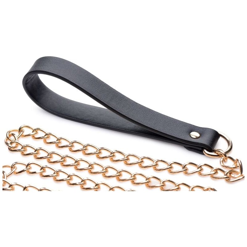 Leashed Lover Black and Gold Chain Leash Adult Bondage Accessory