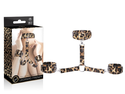 Leopard Frenzy Adjustable Collar With Hand Cuffs Set