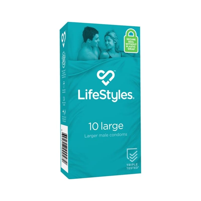 Large Easy-Fit Condom – Flared 56mm Nominal Width Lubricated Condom 10 Pack