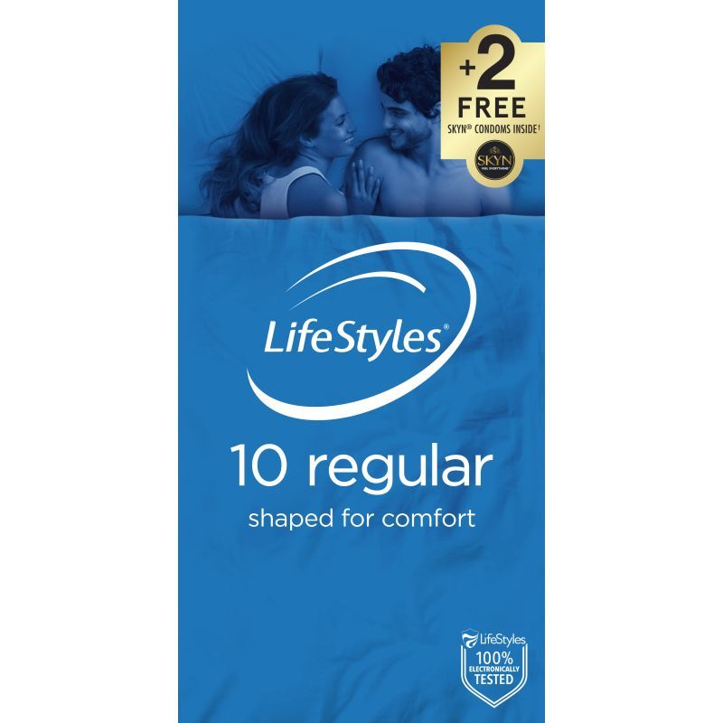 LifeStyles Regular – Easy-Fit Lubricated Latex Condoms 54mm 10 Pack