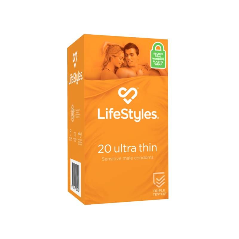 LifeStyles Ultra Thin – Micro-Thin Lubricated Condoms 53mm 20 Pack