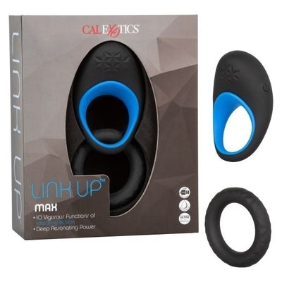 Link Up Max Dual Vibrating Ring (Black and Blue) – Ultra-Soft Silicone Support Ring