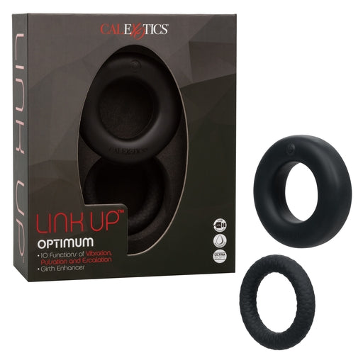 Link Up Optimum Black Dual-Density Silicone Vibrating Enhancer and Ultra-Soft Textured Support Ring