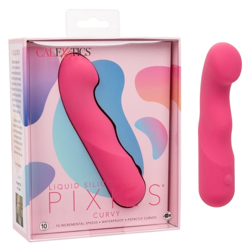 Liquid Silicone Pixies Curvy Pink Flexible Curved Massager with 10 Speeds