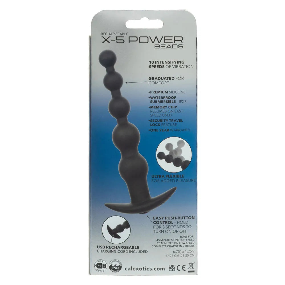 Rechargeable X-5 Power Beads (Black) – Flexible Vibrating Power Beads