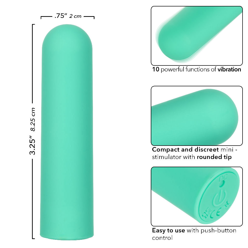 Turbo Buzz Rounded Bullet (Green) – Compact 10-Function Vibrator