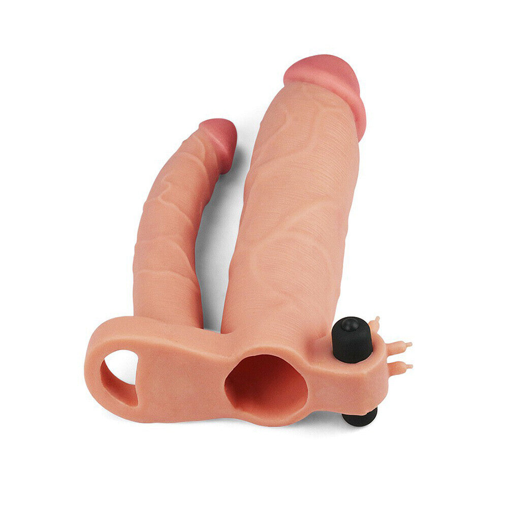 Lovetoy Vibrating Double Extender (Flesh Pink) – 3 Inch Vibrating Penis Extender