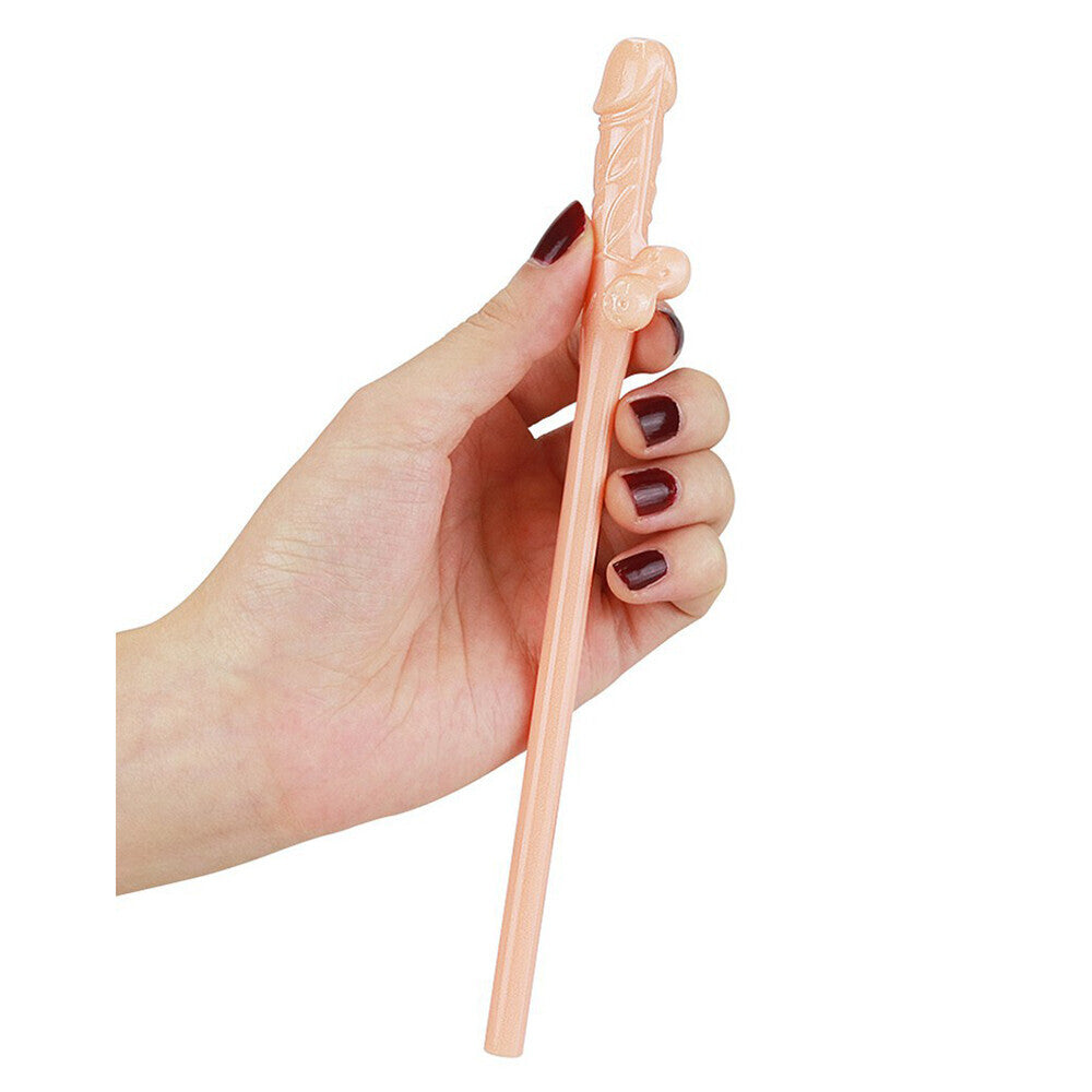 Lovetoy Pack Of 9 Flesh Pink Willy Straws Party Favors