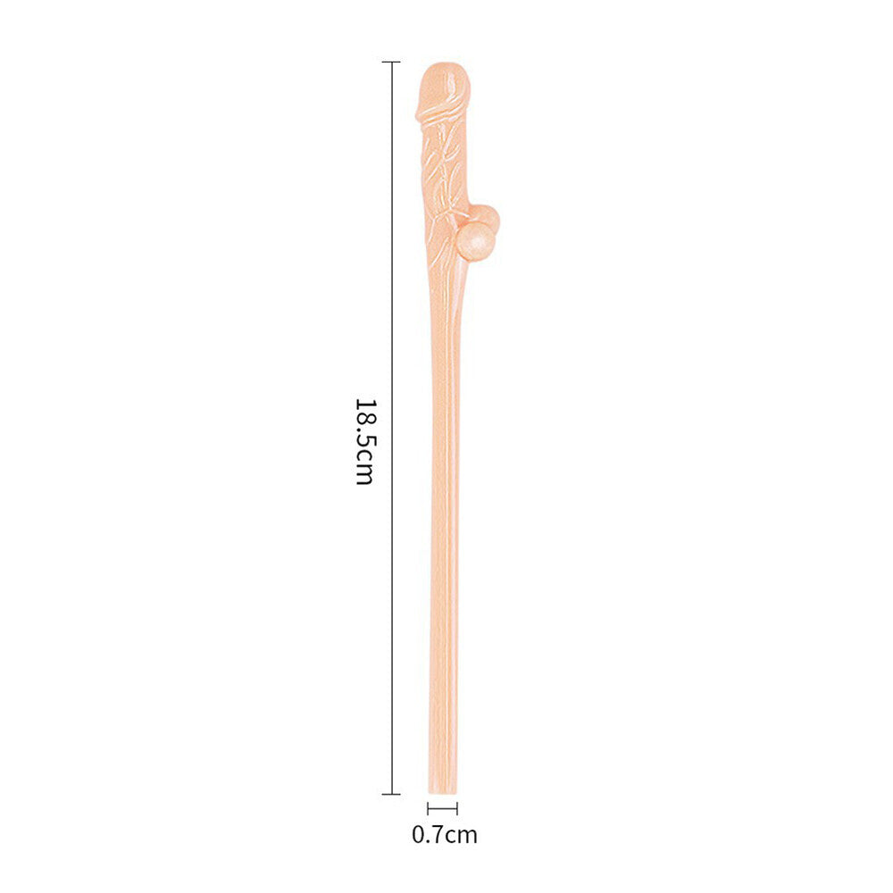 Lovetoy Pack Of 9 Flesh Pink Willy Straws Party Favors