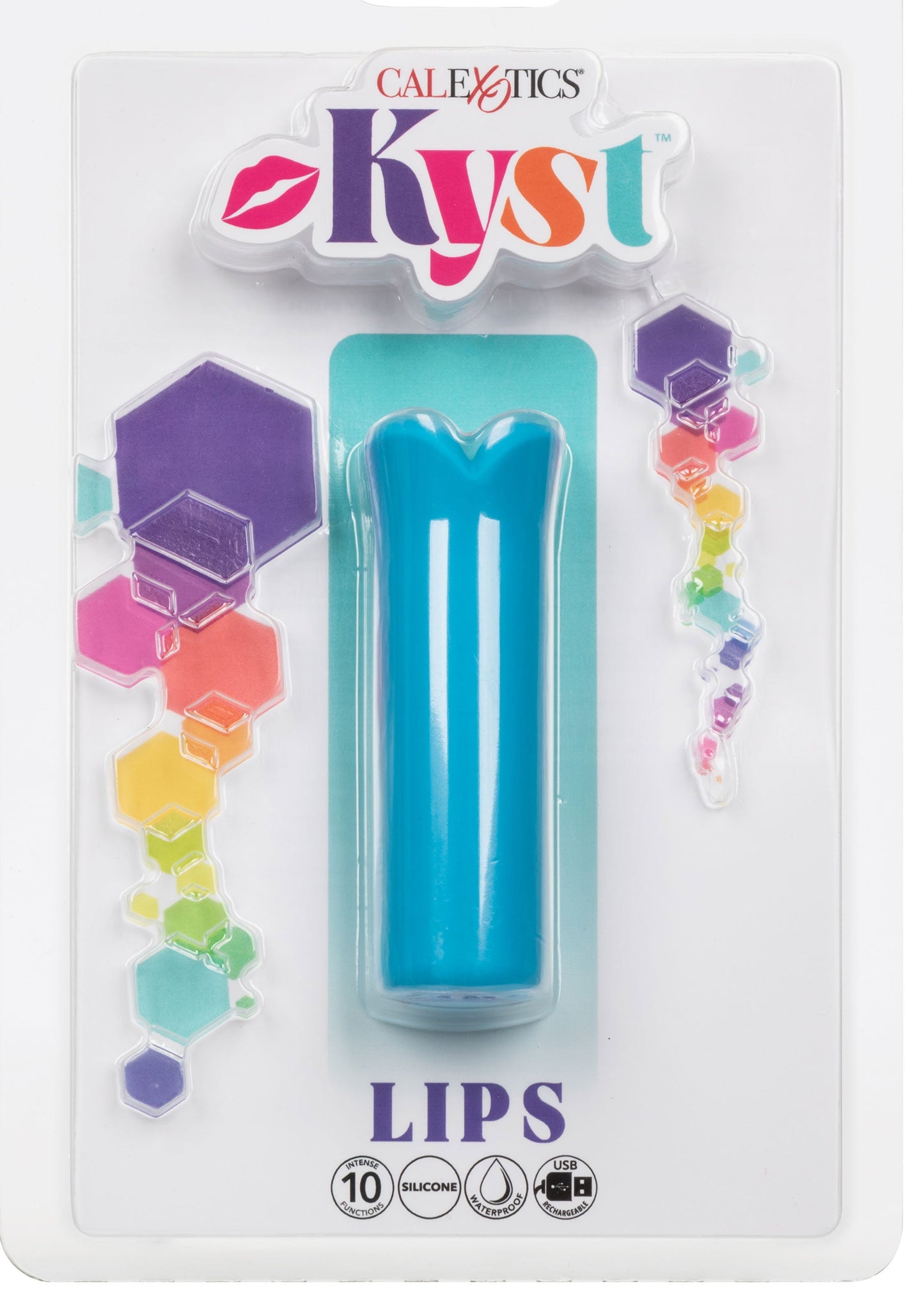 Kyst Lips Mini Massager Blue Silicone Bullet with 10 Vibration Functions and Rechargeable