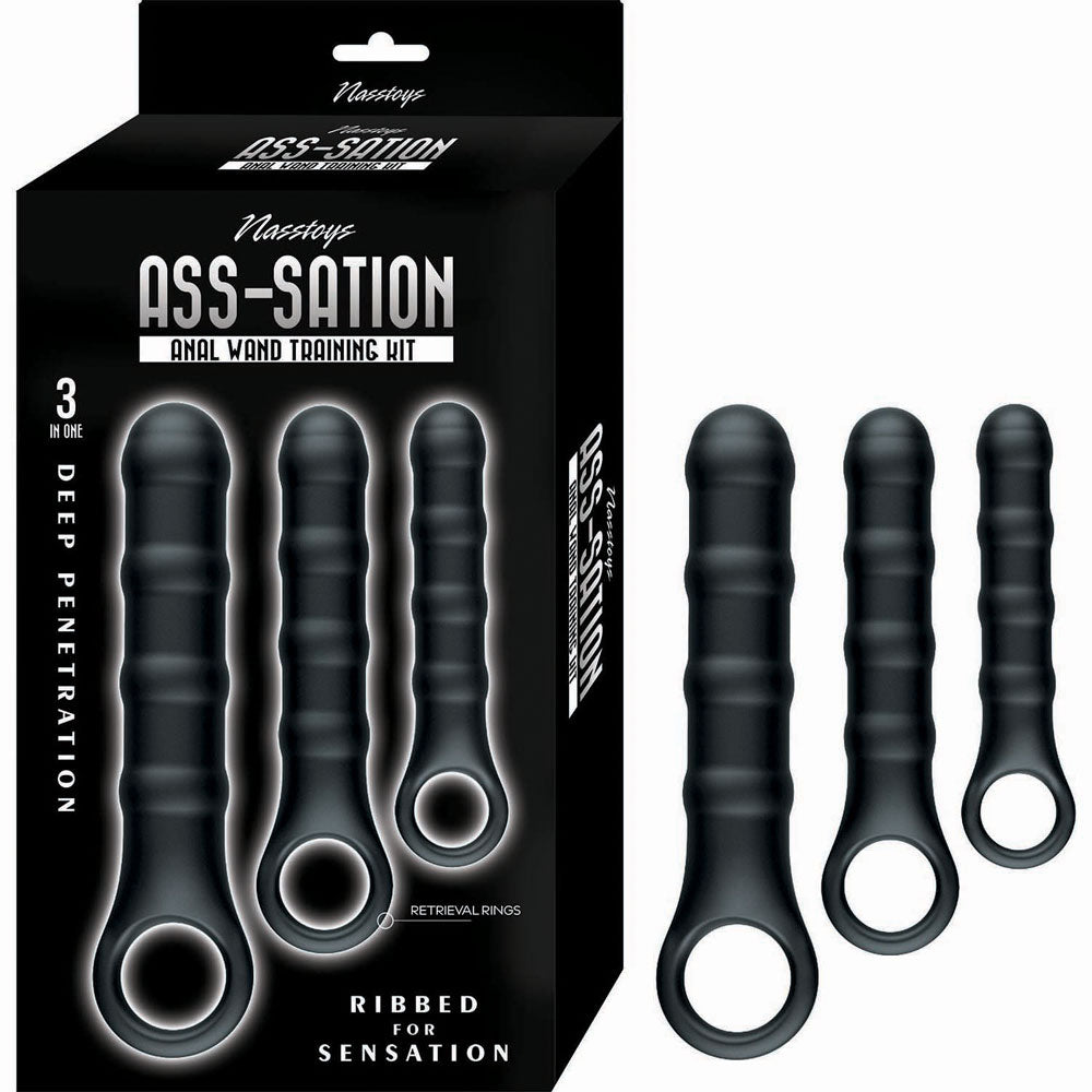 Nasstoys Ass-Sation Anal Wand Training Kit (Black) – 3-Piece Butt Plug Set