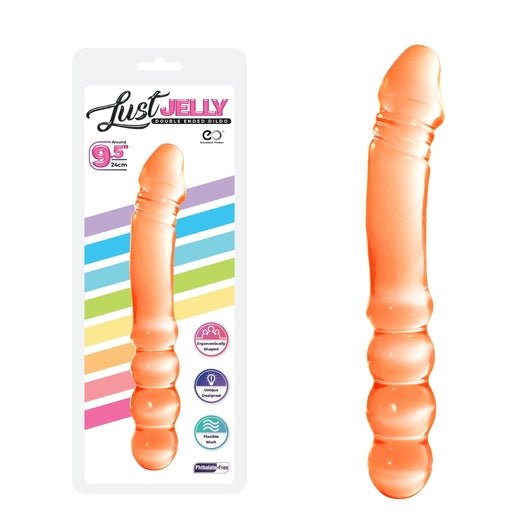 Lust Jelly PVC 9.5 Inch Double Dong Orange