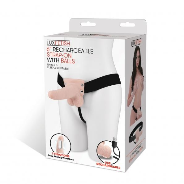 Lux Fetish 6 Inch Strap-On With Balls in Natural Skin Tone