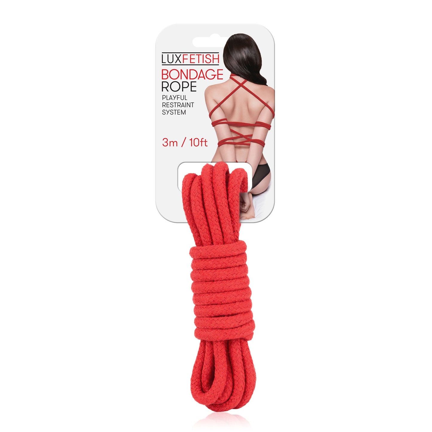 Lux Fetish Bondage Rope 3 Meter 10 Foot Soft Cotton Red Rope for BDSM and Shibari Kinbaku