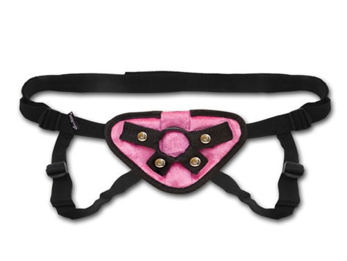 Lux Fetish Pink Velvet Strap-On Harness – Vibrating Harness