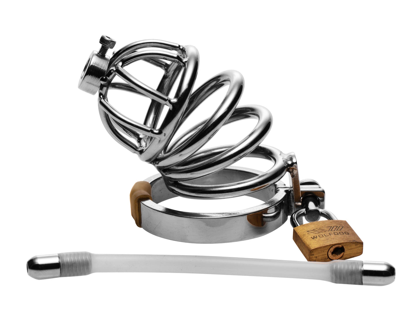Stainless Steel Chastity Cage With Removable Silicone Urethral Plug – Penis Plug