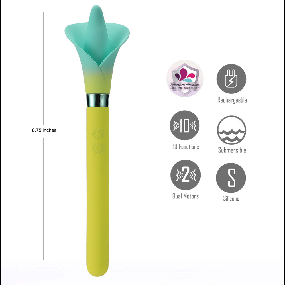 Maia Vala (Green) – USB Rechargeable Silicone Flower Vibrator 22.2 cm
