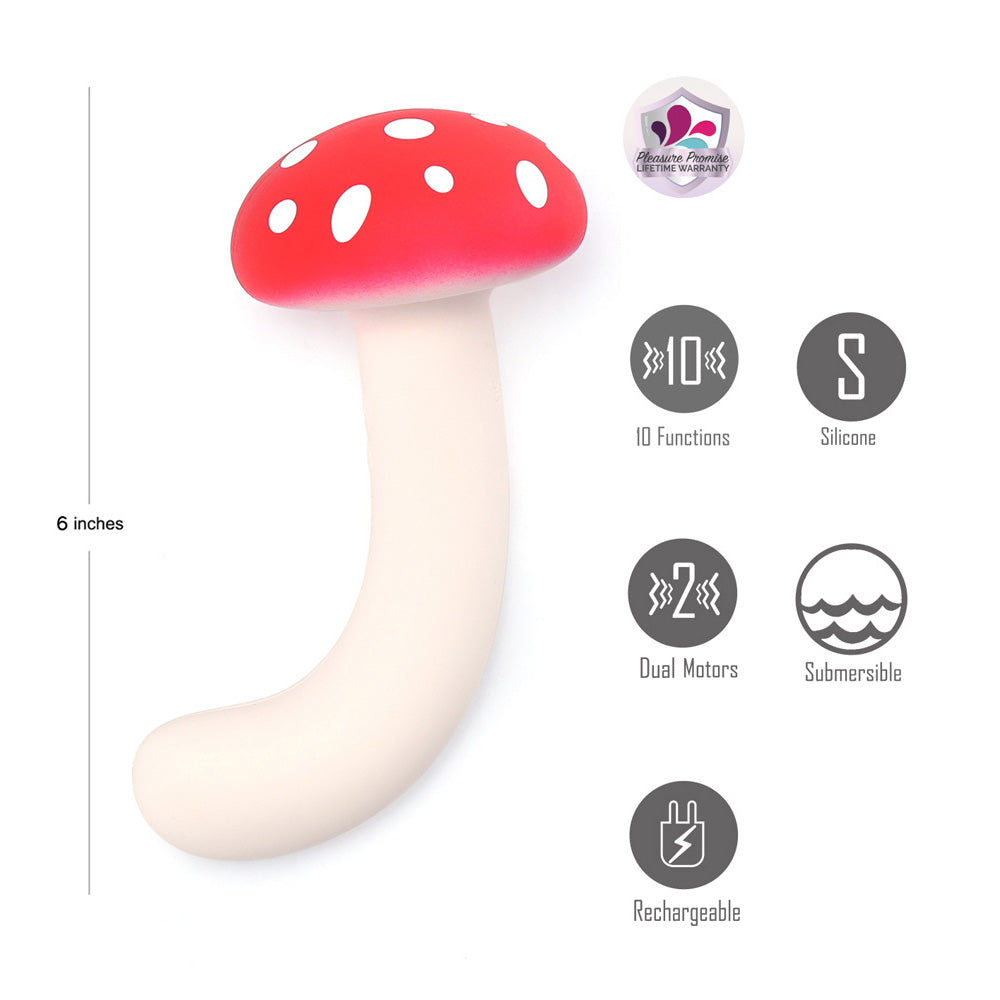 Maia Alice – USB Rechargeable Dual Motor Vibrating Mushroom 15.2 cm