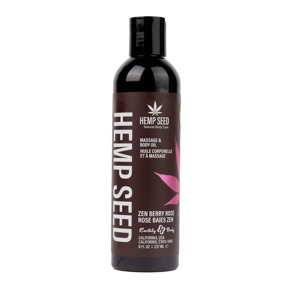 Hemp Seed Massage Oil Zen Berry Rose Scent – 237 ml Body Oil