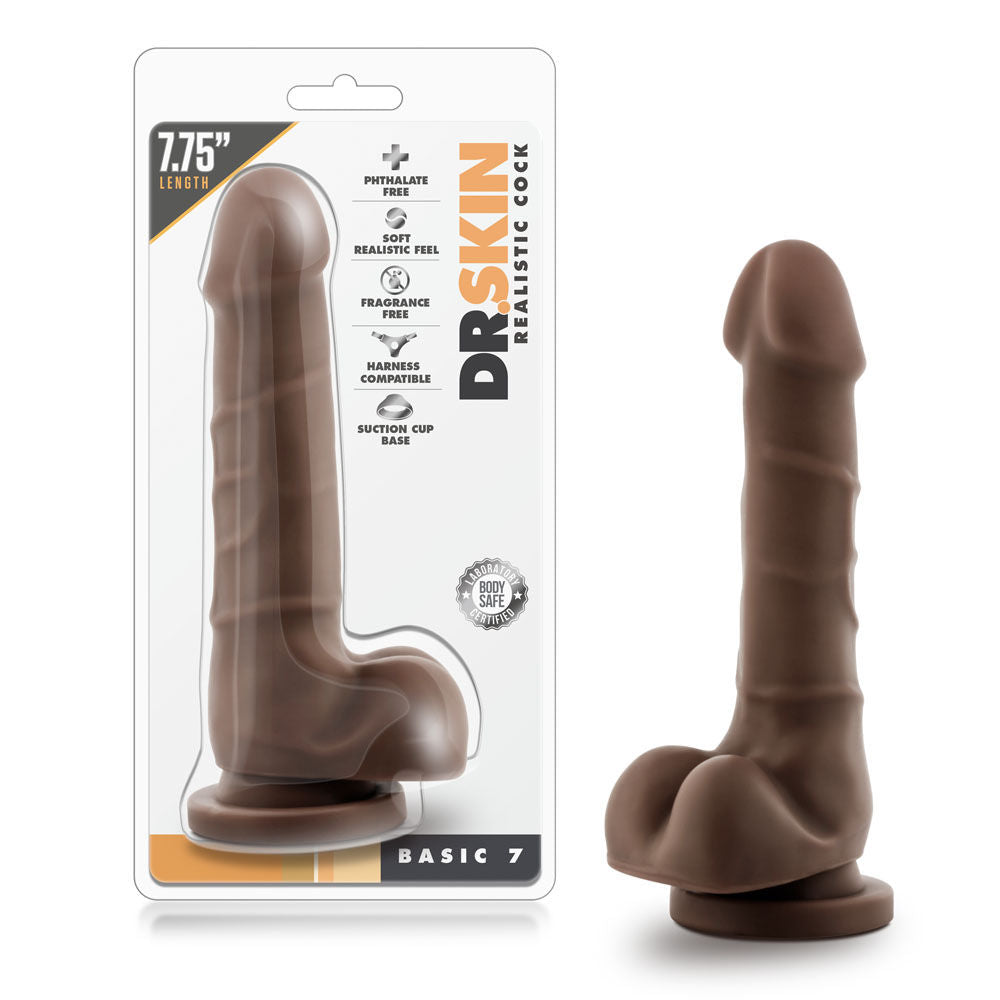 Dr Skin Realistic Dildo Basic 7 Inch Chocolate Suction Cup