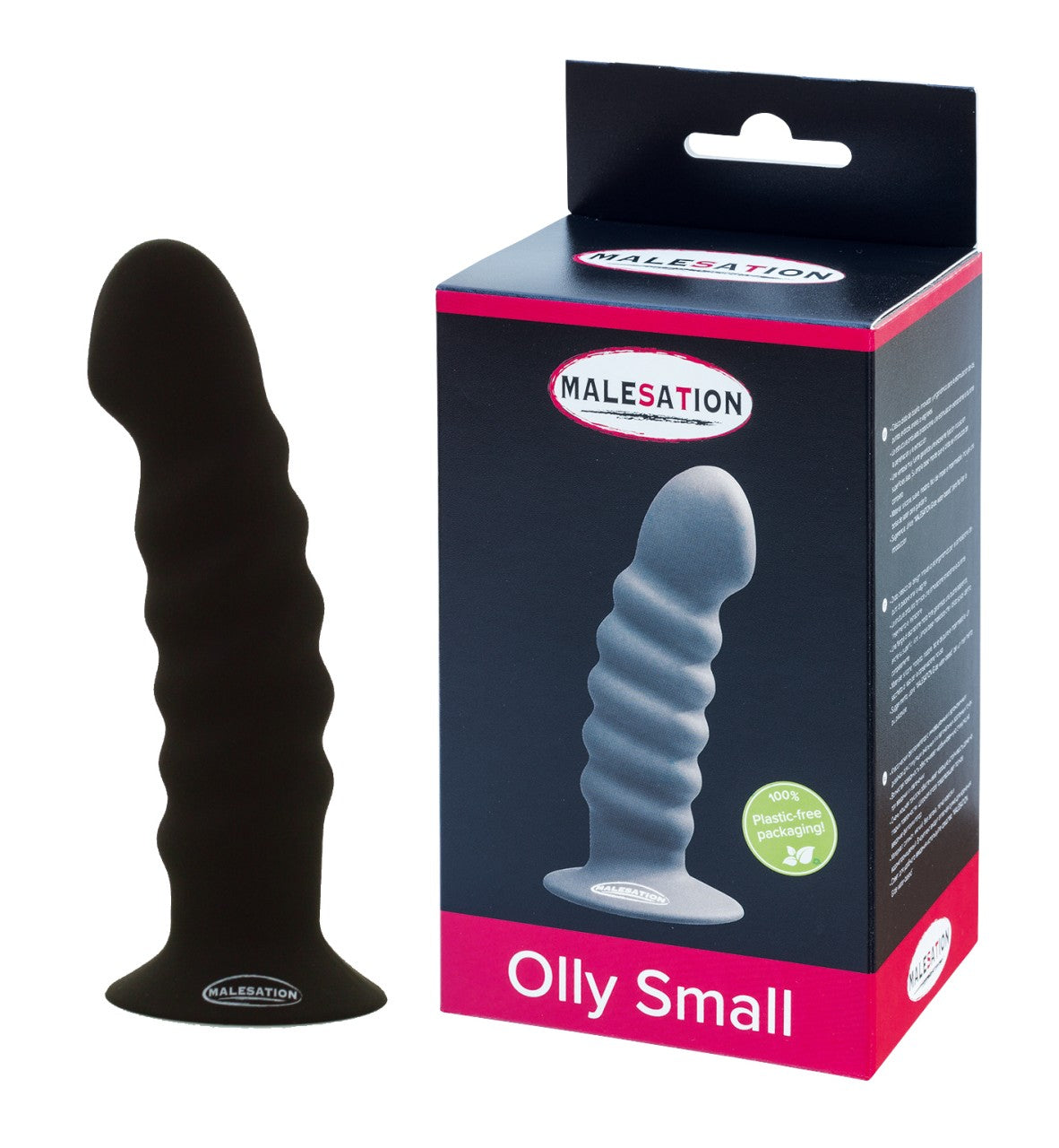 Malesation Olly Dildo Small Black Silicone 13.6 cm with Suction Cup and Storage Bag