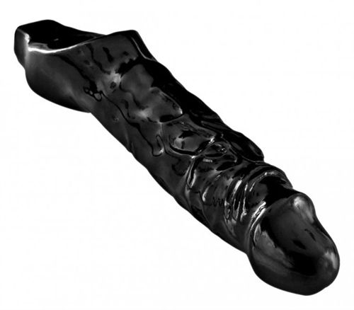 Mamba Black Penis Extender Sleeve with Sensation Nodes Ring