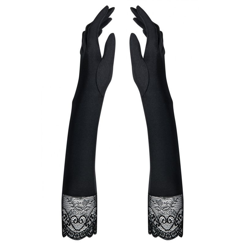 Miamor Elbow-Length Gloves with Lace and Sparkling Stones