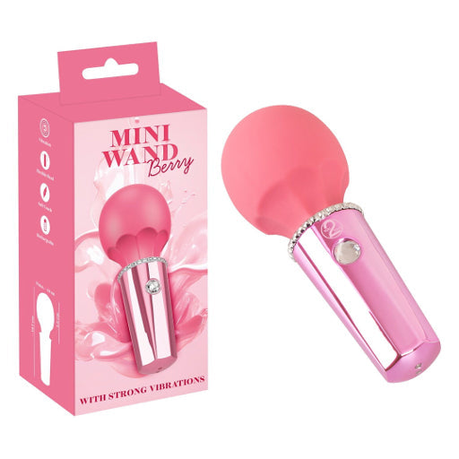 Mini Wand Berry Massage Wand with 10 Vibration Modes, Flexible Silky Soft Head, 12.7 cm Compact Size
