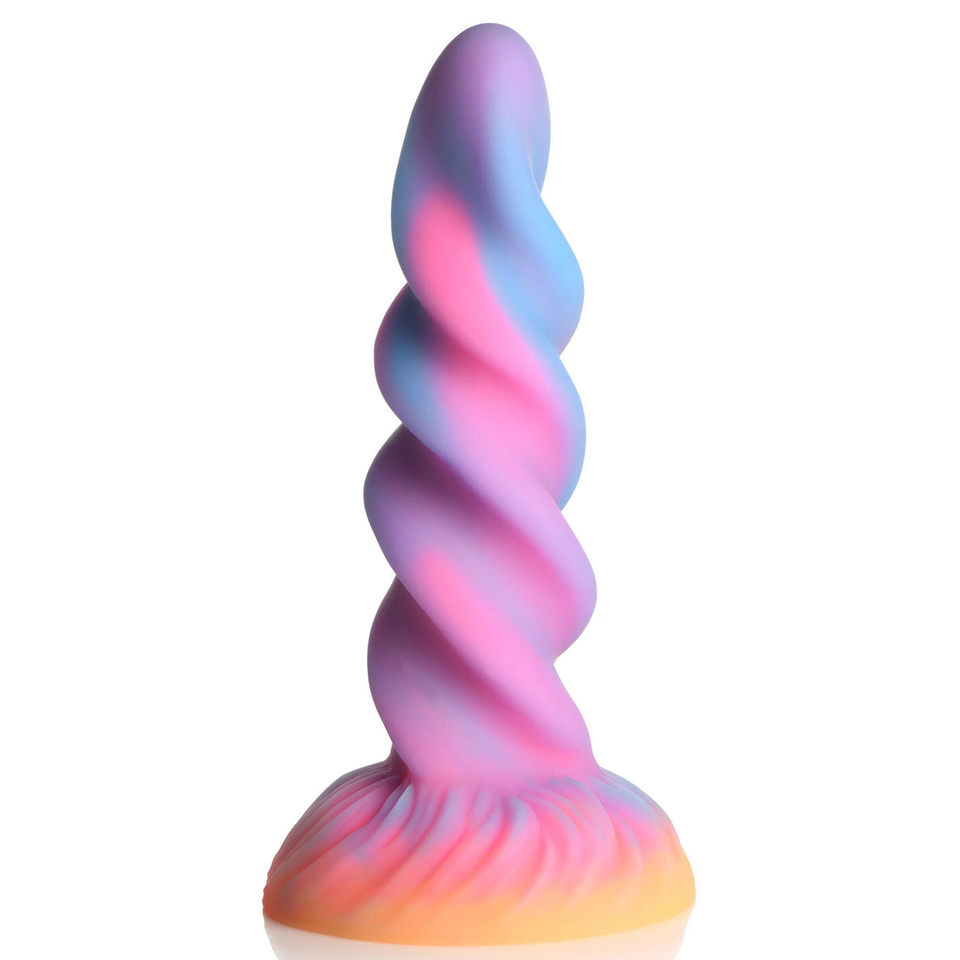 Moon Rider Glow in the Dark Unicorn (Colorful Sunburst) – Vibrant Glow Dildo 7 Inches