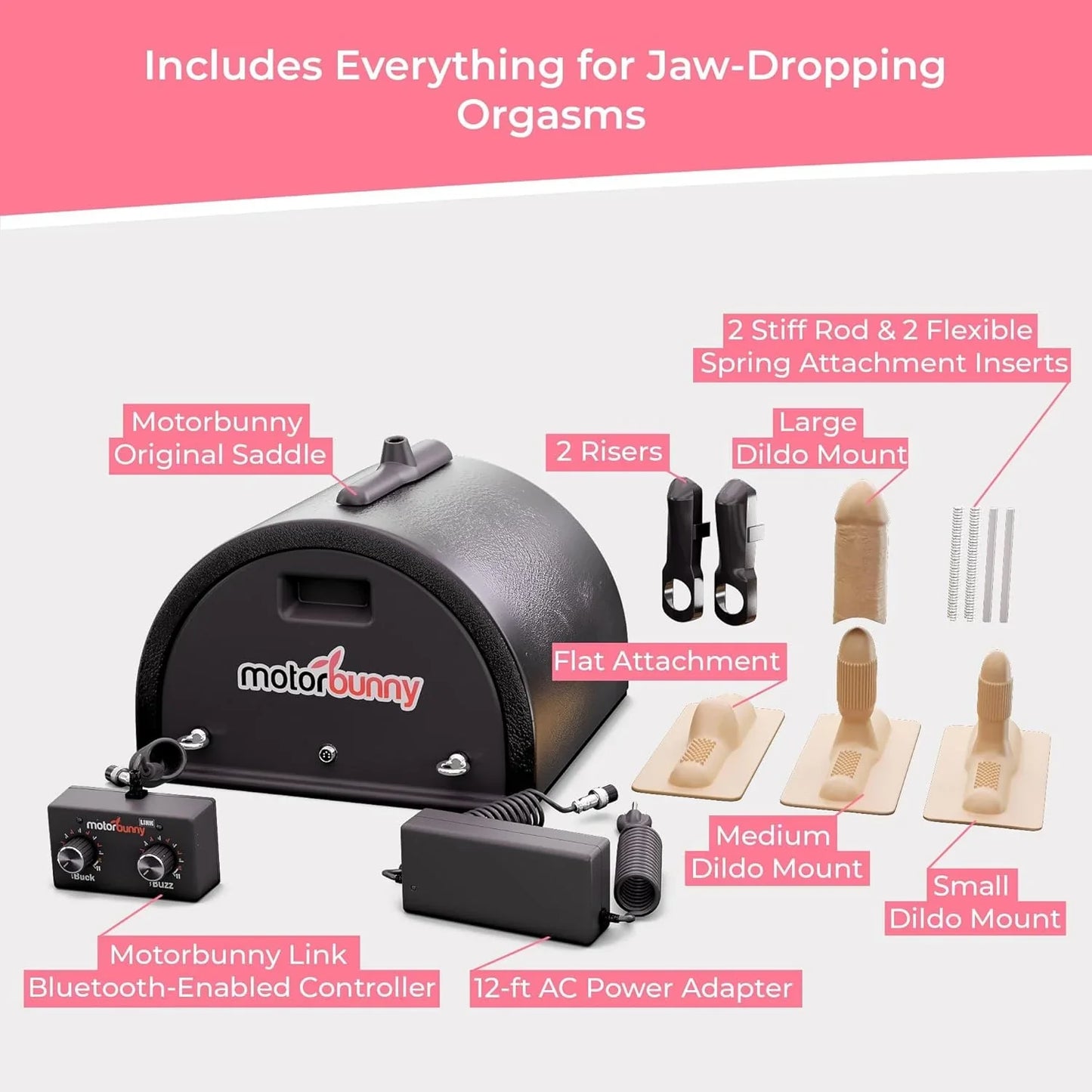 Motorbunny LINK Bluetooth Starter Kit with Four TPE Attachments and Wireless Remote Control
