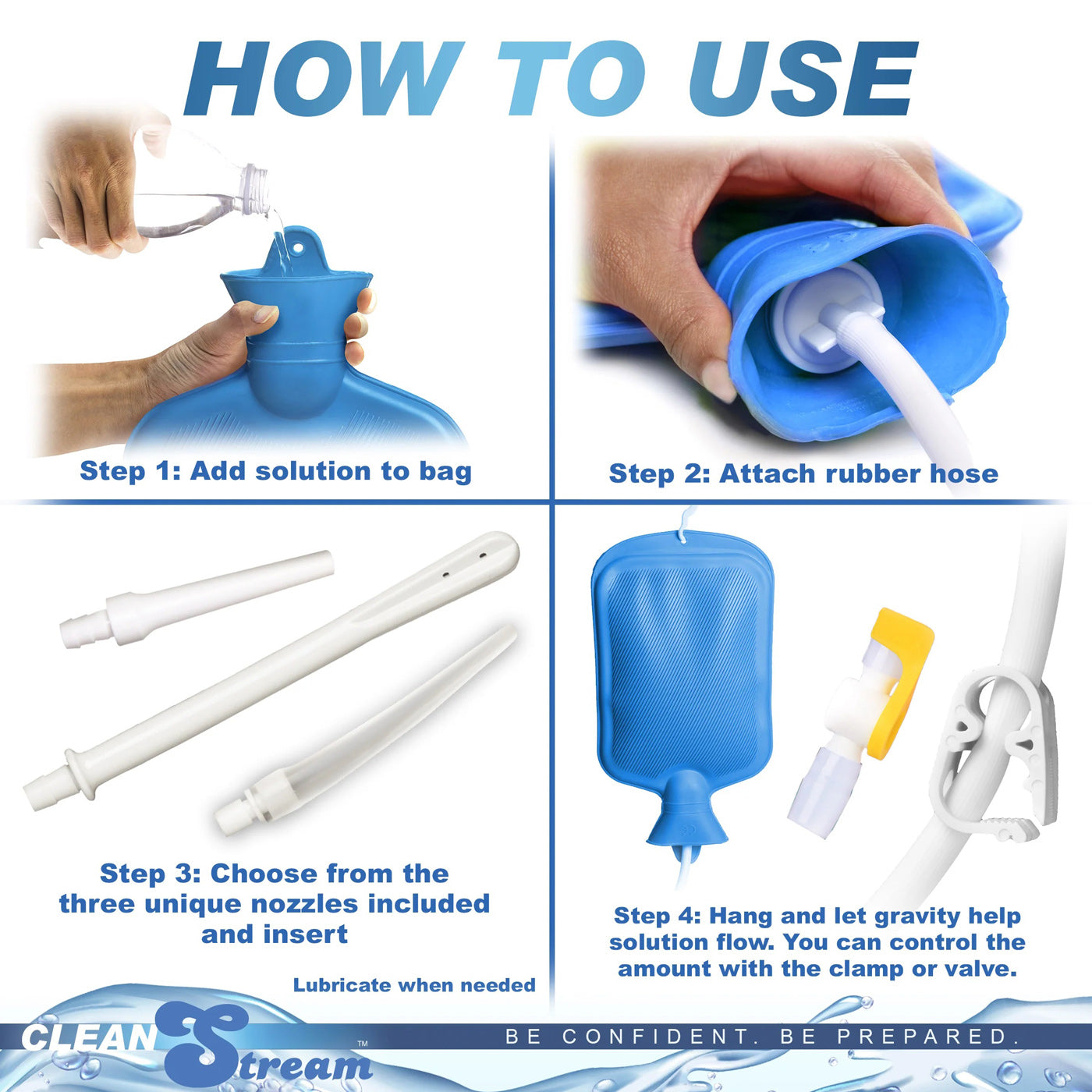 Deluxe Shower Enema Bag and Nozzle Kit