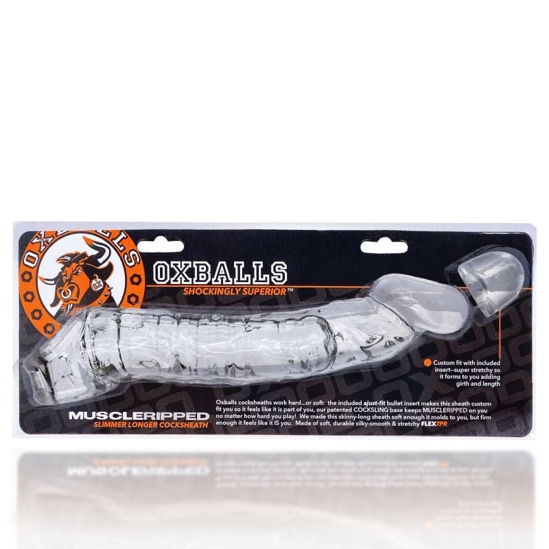 Muscle Ripped Cocksheath Clear - 9 Inch - Adjustable Size Fit