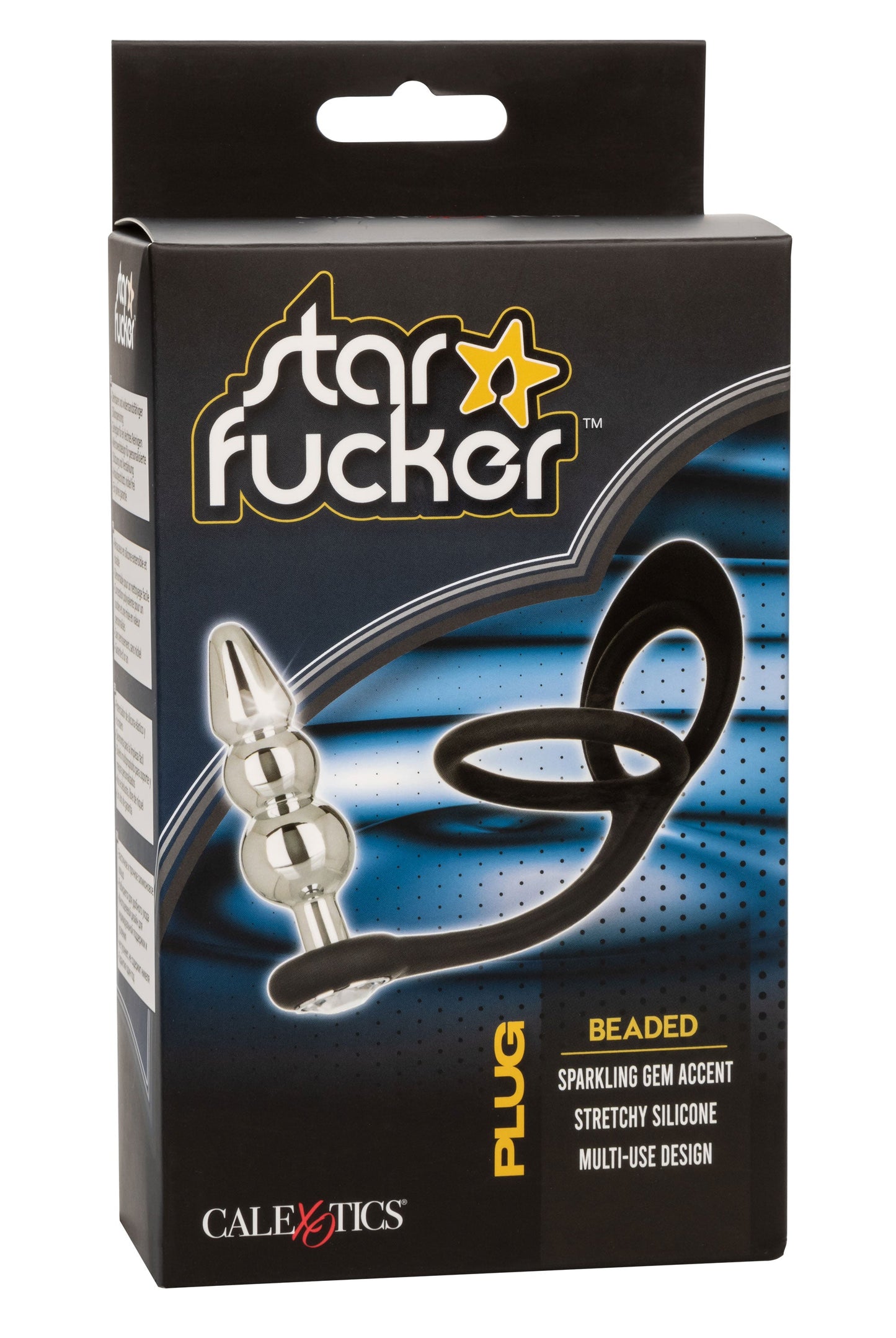 Star Fucker Beaded Plug With Stretchy Black Silicone Dual Enhancer and Silver Metal Probe