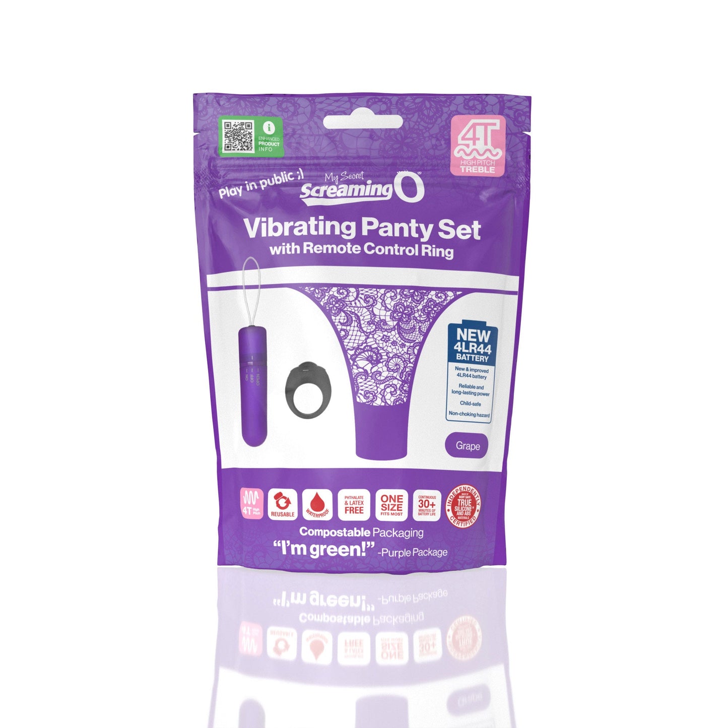 Vibrating Panty Set W/ Remote Ring 4t High Pitch Treble (Grape)