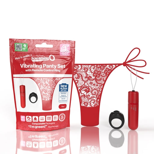 Vibrating Panty Set W/ Remote Ring 4t High Pitch Treble (Red)