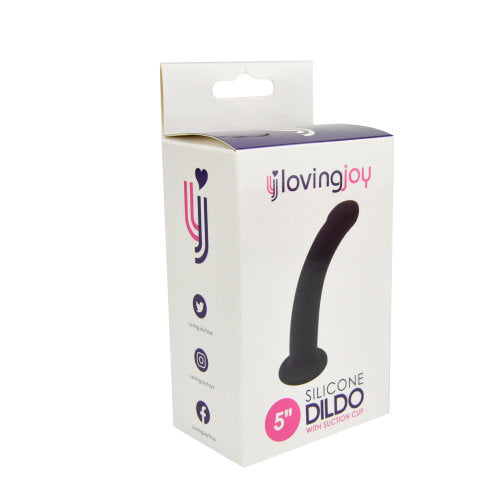 Loving Joy Curved 5 Inch Silicone Dildo with Suction Cup - Harness Compatible