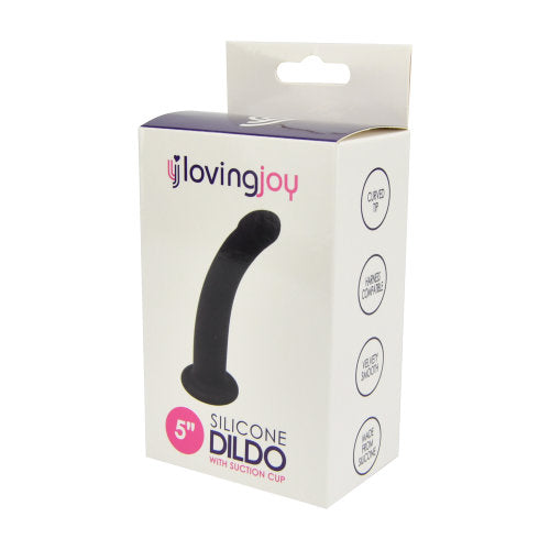Loving Joy Curved 5 Inch Silicone Dildo with Suction Cup - Harness Compatible
