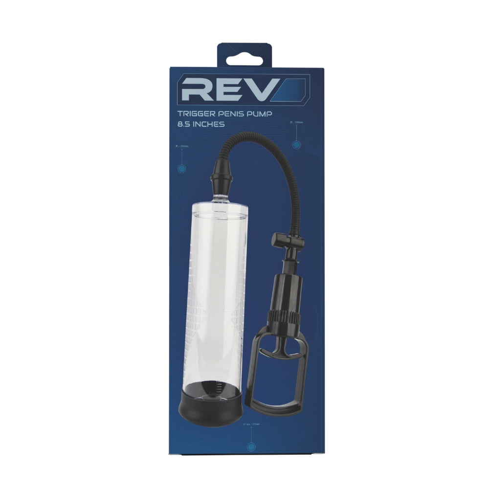 Rev-Pump Trigger Penis Pump 8.5 Inches – Quick-Release 8.5 Inches Length 2.4 Inches Diameter