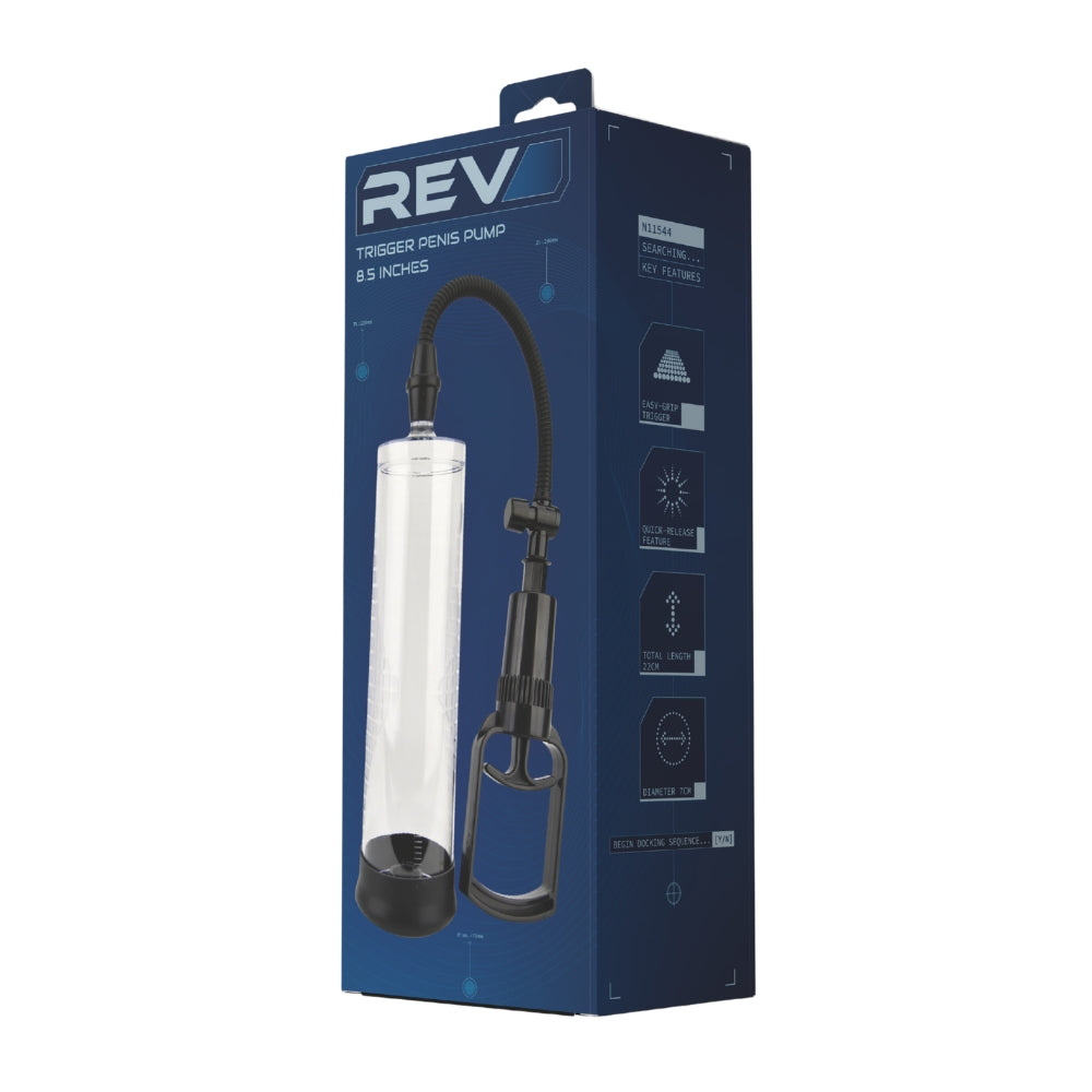 Rev-Pump Trigger Penis Pump 8.5 Inches – Quick-Release 8.5 Inches Length 2.4 Inches Diameter
