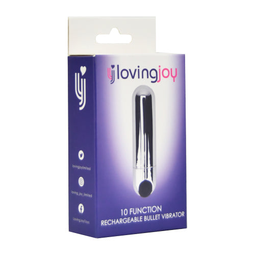 Loving Joy 10 Function Rechargeable Bullet Vibrator (Silver)