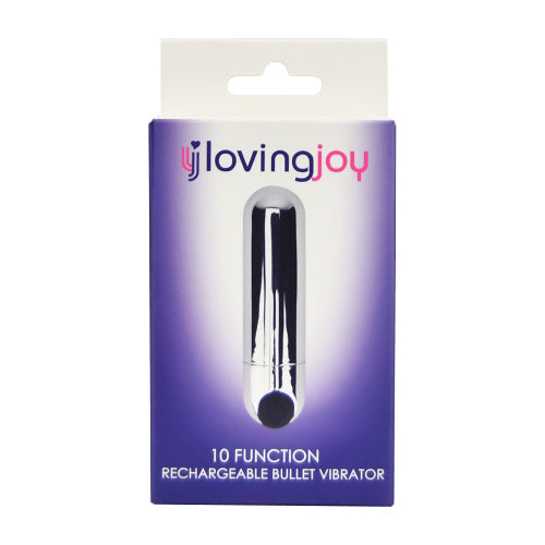Loving Joy 10 Function Rechargeable Bullet Vibrator (Silver)
