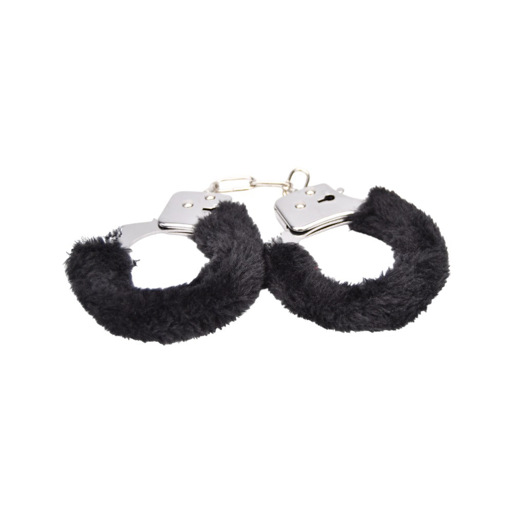 Bound to Play Heavy Duty Furry Handcuffs (Black) – Adjustable Role-Play Handcuffs