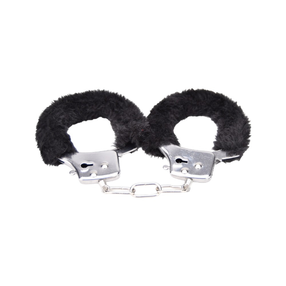 Bound to Play Heavy Duty Furry Handcuffs (Black) – Adjustable Role-Play Handcuffs