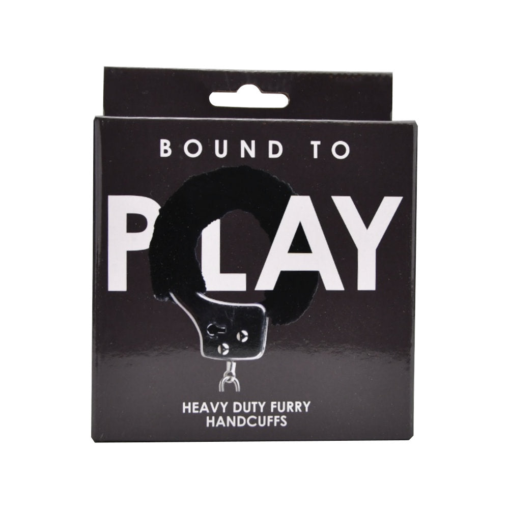 Bound to Play Heavy Duty Furry Handcuffs (Black) – Adjustable Role-Play Handcuffs