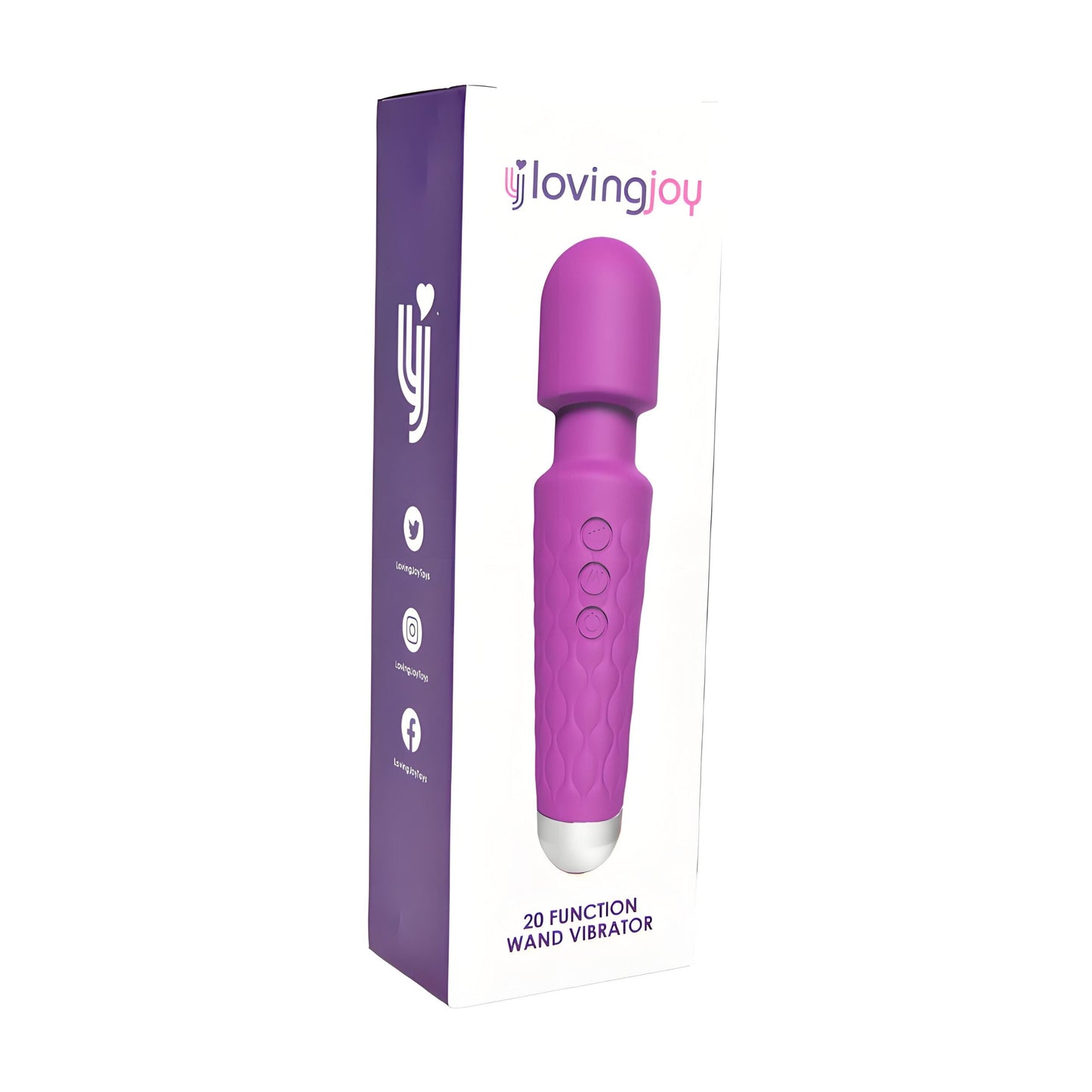 Loving Joy 20 Function Wand Vibrator (Purple) – Waterproof Rechargeable Wand Vibrator 8 Inches