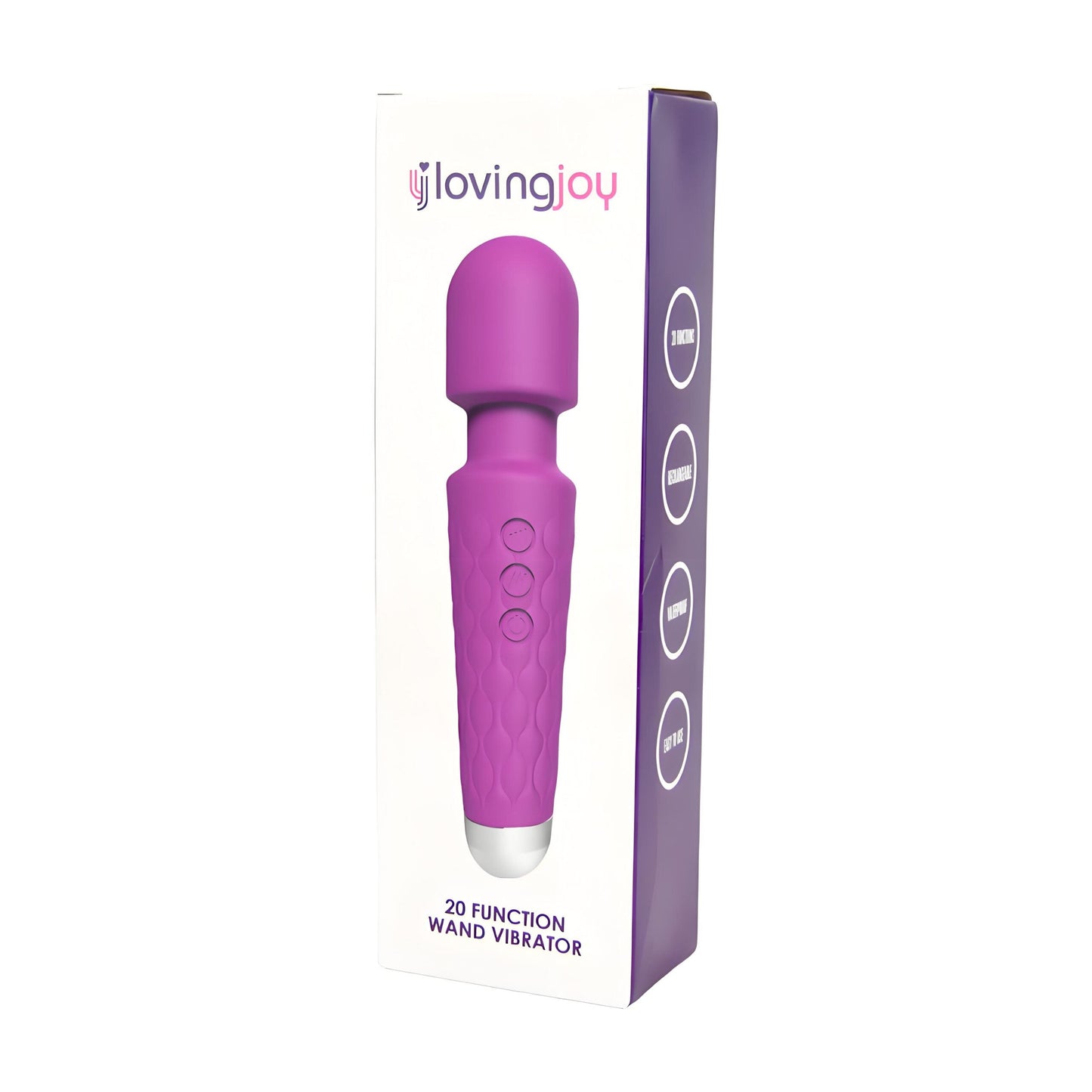 Loving Joy 20 Function Wand Vibrator (Purple) – Waterproof Rechargeable Wand Vibrator 8 Inches