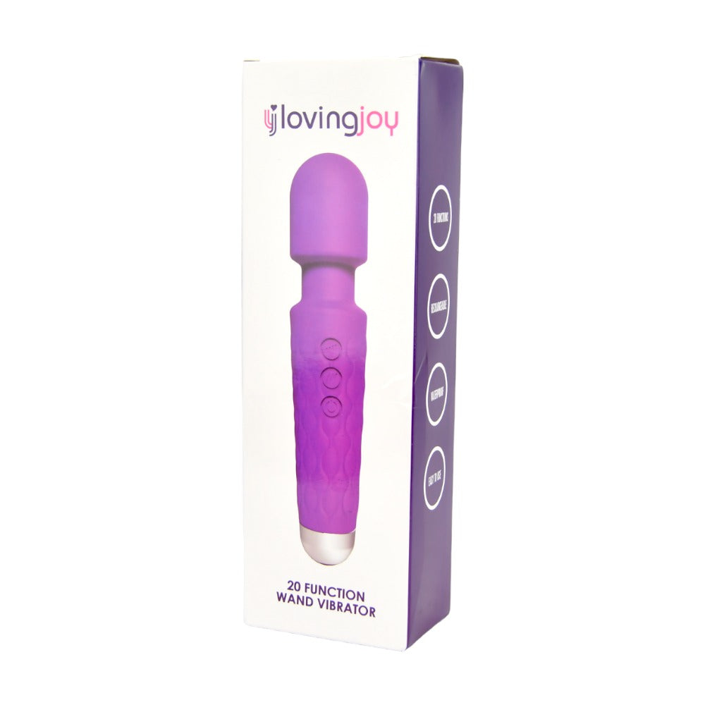 Loving Joy 20 Function Wand Vibrator (Purple) – Waterproof Rechargeable Wand Vibrator 8 Inches